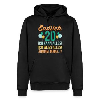 Zwanzig 20 Jahre Zwanzigster Geburtstag - Männer Premium Bio Hoodie - Schwarz - Vorne - Nico (187cm)