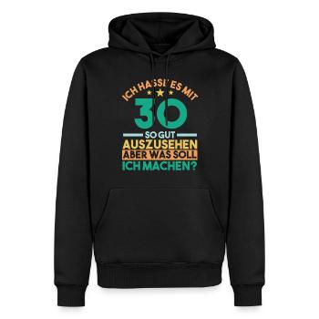 Dreißig Dreißigster 30 Jahre Geburtstag - Männer Premium Bio Hoodie - Schwarz - Vorne - Nico (187cm)