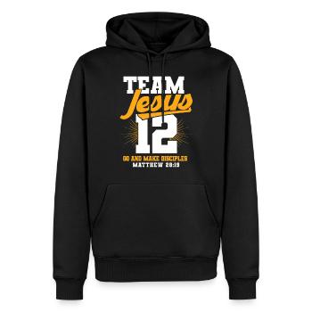 Jésus - Sweat à capuche Premium bio Homme - noir - Devant - Nico (187cm)