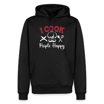 Chef Je cuisine les gens heureux chef cuisinier chefs - Sweat à capuche Premium bio Homme - noir - Devant - Nico (187cm)
