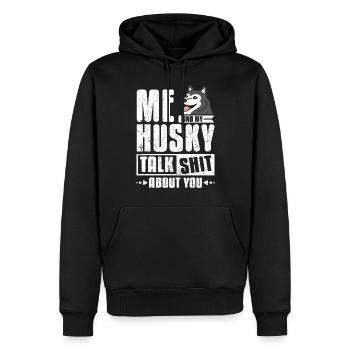 Moi et mon husky parlons de toi - Sweat à capuche Premium bio Homme - noir - Devant - Nico (187cm)