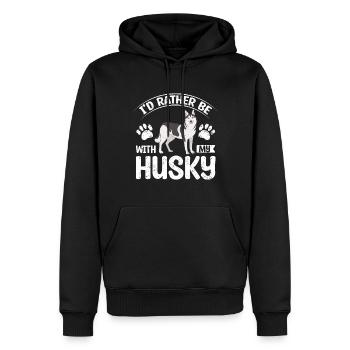 I'd rather be with my siberian husky - Männer Premium Bio Hoodie - Schwarz - Vorne - Nico (187cm)
