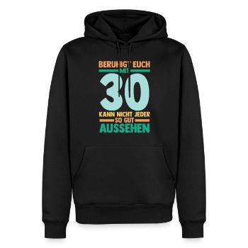 Dreißig 30 Jahre Dreißigster Geburtstag - Männer Premium Bio Hoodie - Schwarz - Vorne - Nico (187cm)