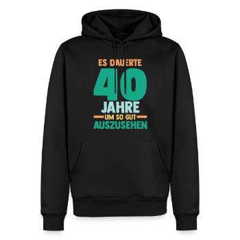 Vierzig Vierzigster 40 Jahre Geburtstag - Männer Premium Bio Hoodie - Schwarz - Vorne - Nico (187cm)