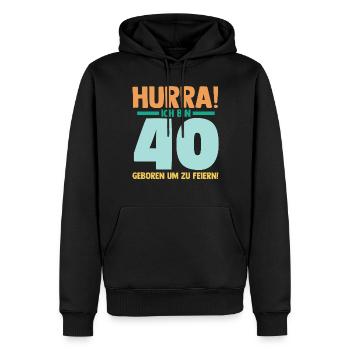 Vierzig 40 Jahre Vierzigster Geburtstag - Männer Premium Bio Hoodie - Schwarz - Vorne - Nico (187cm)