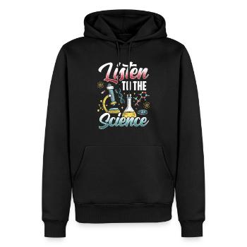 Écoutez les scientifiques scientifiques - Sweat à capuche Premium bio Homme - noir - Devant - Nico (187cm)