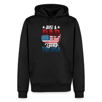 Seulement un père qui aime les États-Unis Amérique États-Unis - Sweat à capuche Premium bio Homme - noir - Devant - Nico (187cm)