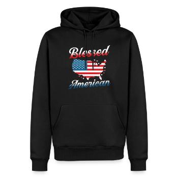 Bienheureux États-Unis Amérique États-Unis Patriotique - Sweat à capuche Premium bio Homme - noir - Devant - Nico (187cm)