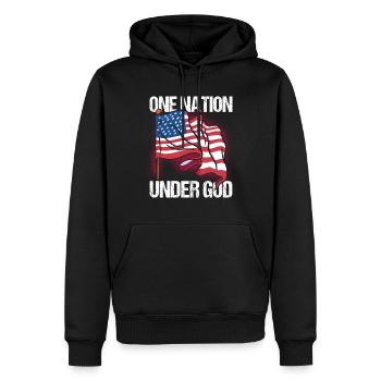 Une nation sous Dieu États-Unis Américains Amérique États-Unis - Sweat à capuche Premium bio Homme - noir - Devant - Nico (187cm)