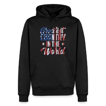 Le plus grand pays du monde Amérique États-Unis États-Unis - Sweat à capuche Premium bio Homme - noir - Devant - Nico (187cm)