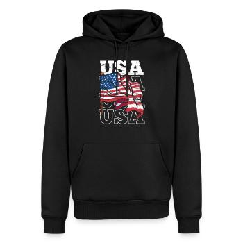 États-Unis Patriotes Américains États-Unis Amérique - Sweat à capuche Premium bio Homme - noir - Devant - Nico (187cm)