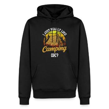 J’aime juste camper très bien camper camping - Sweat à capuche Premium bio Homme - noir - Devant - Nico (187cm)