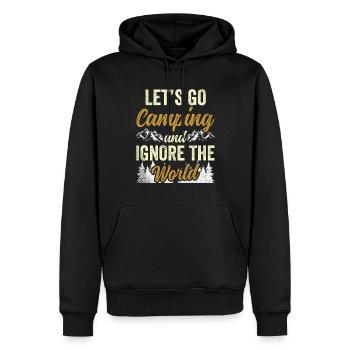 Let's go camping and ignore the world - Men’s Premium Organic Hoodie - black - Front - Nico (187cm)