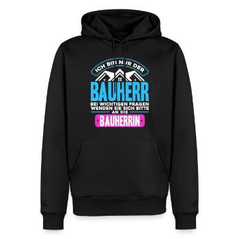 Ich Bin Nur der Bauherr - Männer Premium Bio Hoodie - Schwarz - Vorne - Nico (187cm)