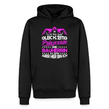 Bauherrin - Männer Premium Bio Hoodie - Schwarz - Vorne - Nico (187cm)