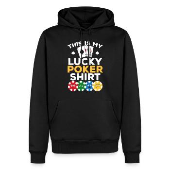 Joueur de poker - Ceci est ma chemise de poker porte-bonheur - Poke - Sweat à capuche Premium bio Homme - noir - Devant - Nico (187cm)