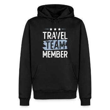 Travel Team - Männer Premium Bio Hoodie - Schwarz - Vorne - Nico (187cm)