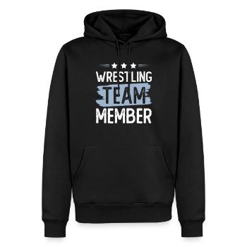 Wrestling Team - Men’s Premium Organic Hoodie - black - Front - Nico (187cm)