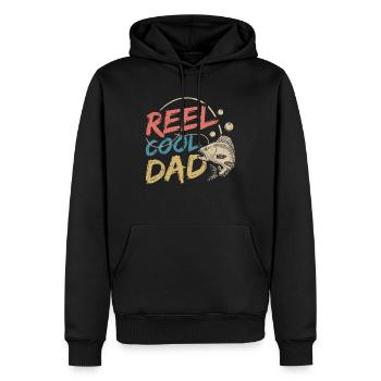 Reel Cool Papa Fisherman Pêche Pêcheur Pêche Pêche - Sweat à capuche Premium bio Homme - noir - Devant - Nico (187cm)