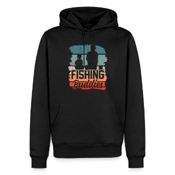 Amis de la pêche Ami de la pêche Ami de la pêche - Sweat à capuche Premium bio Homme - noir - Devant - Nico (187cm)