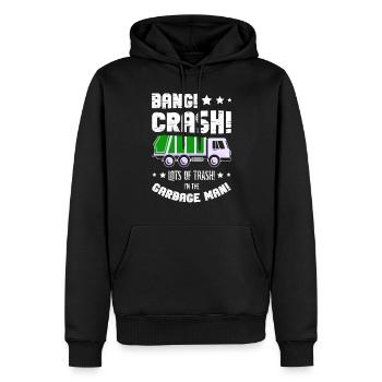 Bang Crash Viel Müll Ich Bin Der Garbage Man - Männer Premium Bio Hoodie - Schwarz - Vorne - Nico (187cm)