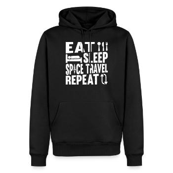 Eat Sleep Space Travel Repeat - Funny Space Rocket - Men’s Premium Organic Hoodie - black - Front - Nico (187cm)