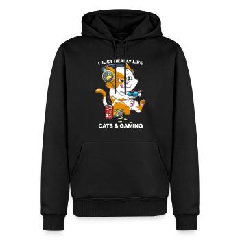 Funny Cat Gaming Cat Lover Kawaii Videospiele - Männer Premium Bio Hoodie - Schwarz - Vorne - Nico (187cm)