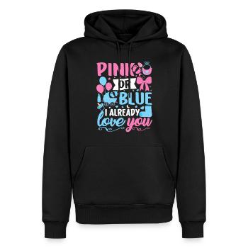 Rosa oder Blau Ich liebe dich schon Junge oder Mädchen - Männer Premium Bio Hoodie - Schwarz - Vorne - Nico (187cm)