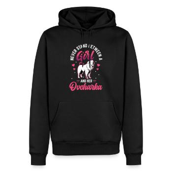 Fille et son Ovcharka Caucasian Ovcharka - Sweat à capuche Premium bio Homme - noir - Devant - Nico (187cm)