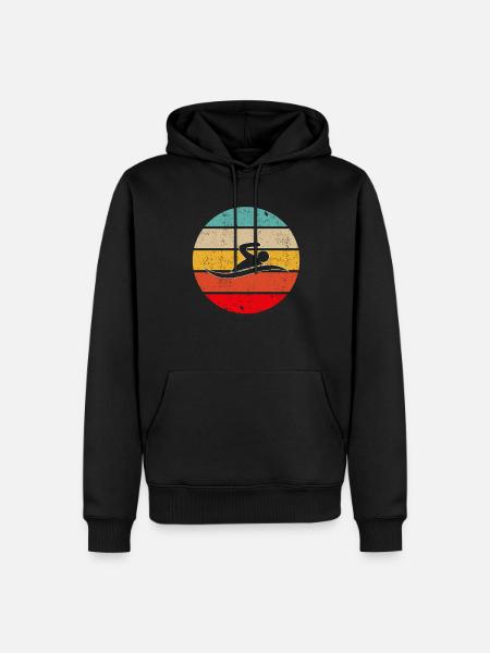 Natation Rétro - Sweat à capuche Premium bio Homme - noir