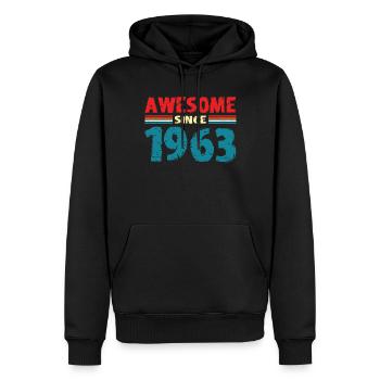 60. Geburtstag Jahrgang 1963 Awesome Since 1963 - Männer Premium Bio Hoodie - Schwarz - Vorne - Nico (187cm)