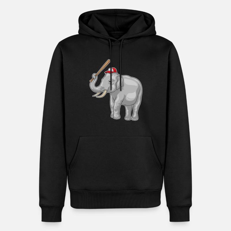 Elefant Baseballschläger Baseball - Männer Premium Bio Hoodie - Schwarz