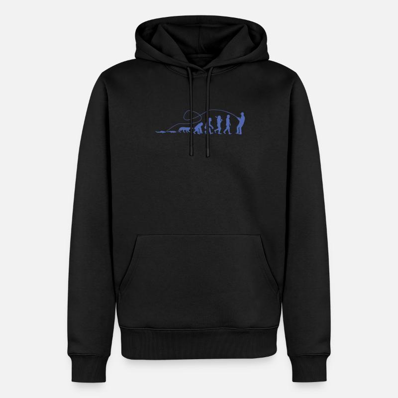 Evolution Angler TShirt - Männer Premium Bio Hoodie - Schwarz