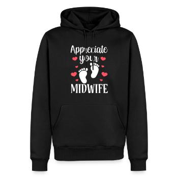 Schätze Deine Hebamme Hebammen Geburtshilfe Beruf - Männer Premium Bio Hoodie - Schwarz - Vorne - Nico (187cm)