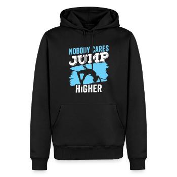 Personne ne s’en soucie Sauter plus haut Saut en hauteur - Sweat à capuche Premium bio Homme - noir - Devant - Nico (187cm)
