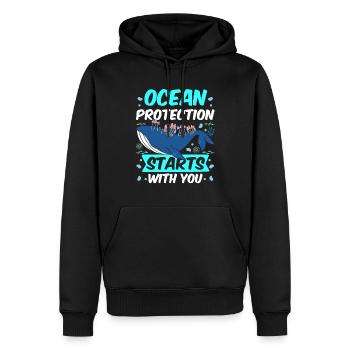 La protection des mers commence avec vous mer mer - Sweat à capuche Premium bio Homme - noir - Devant - Nico (187cm)