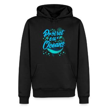 Protège nos océans Protection des océans Mer Mer - Sweat à capuche Premium bio Homme - noir - Devant - Nico (187cm)