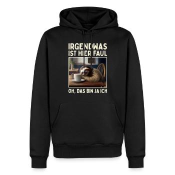 Irgendwas Ist Hier Faul Oh Das Bin Ja Ich Faultier - Männer Premium Bio Hoodie - Schwarz - Vorne - Nico (187cm)