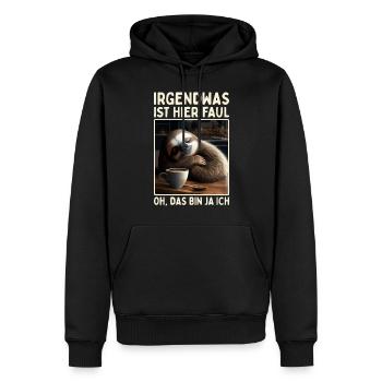 Irgendwas Ist Hier Faul Oh Das Bin Ja Ich Faultier - Männer Premium Bio Hoodie - Schwarz - Vorne - Nico (187cm)