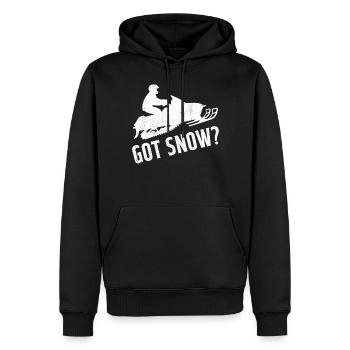 Slogan de la blague sur la motoneige - Vous avez de la neige? - Sweat à capuche Premium bio Homme - noir - Devant - Nico (187cm)