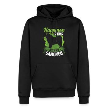 Samojede ist glücklich sein Samojedenspitz - Männer Premium Bio Hoodie - Schwarz - Vorne - Nico (187cm)