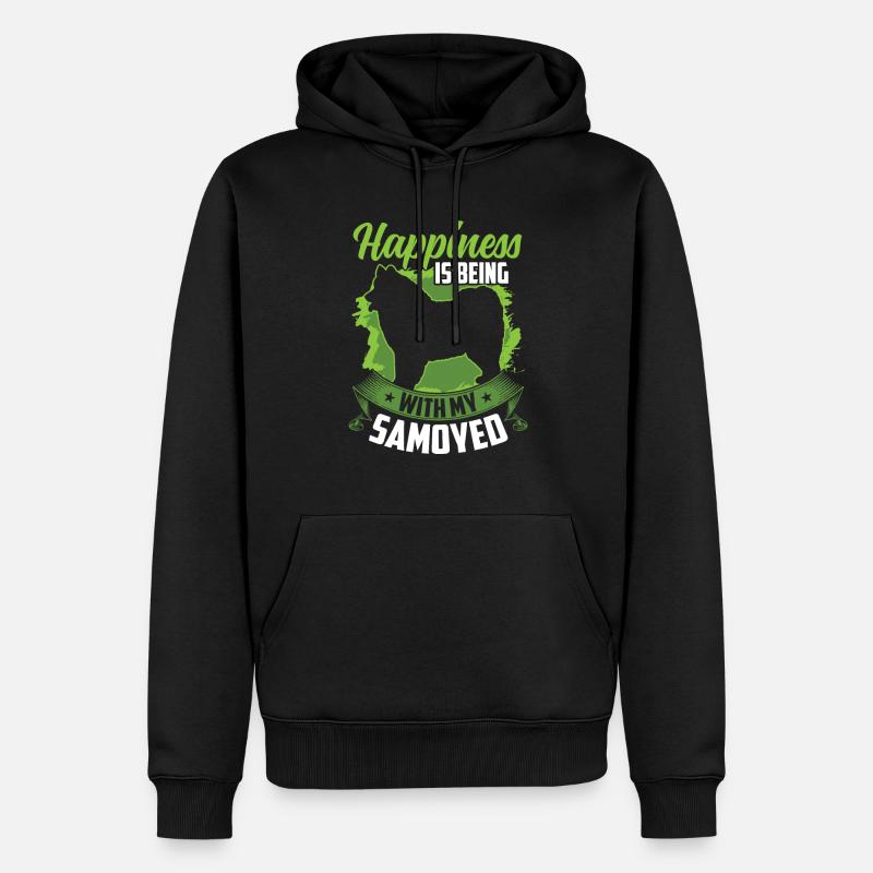 Samojede ist glücklich sein Samojedenspitz - Männer Premium Bio Hoodie - Schwarz
