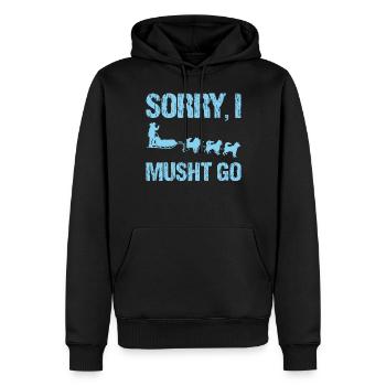 Slogan du traîneau à chiens - Désolé je dois y aller - Sweat à capuche Premium bio Homme - noir - Devant - Nico (187cm)