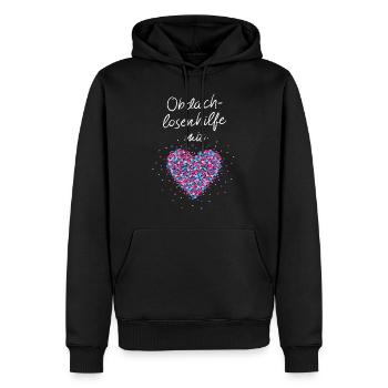 Odachlosenhilfe mit Herz Obdachlose Wohnungslose - Männer Premium Bio Hoodie - Schwarz - Vorne - Nico (187cm)