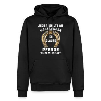 PFERDE TUN MIR GUT - Männer Premium Bio Hoodie - Schwarz - Vorne - Nico (187cm)