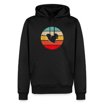 Écureuil Rétro - Sweat à capuche Premium bio Homme - noir - Devant - Nico (187cm)
