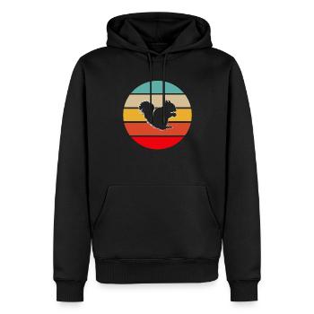 Écureuil Rétro - Sweat à capuche Premium bio Homme - noir - Devant - Nico (187cm)
