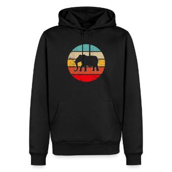 Elefant Retro - Männer Premium Bio Hoodie - Schwarz - Vorne - Nico (187cm)