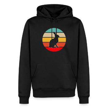 Lapin Rétro - Sweat à capuche Premium bio Homme - noir - Devant - Nico (187cm)