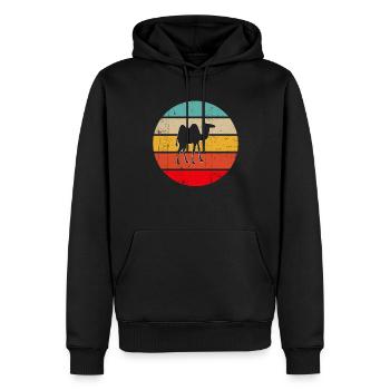 Kamel Retro - Männer Premium Bio Hoodie - Schwarz - Vorne - Nico (187cm)